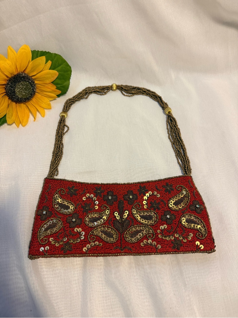 Bougainvillea Embroidered Evening Clutch Bag